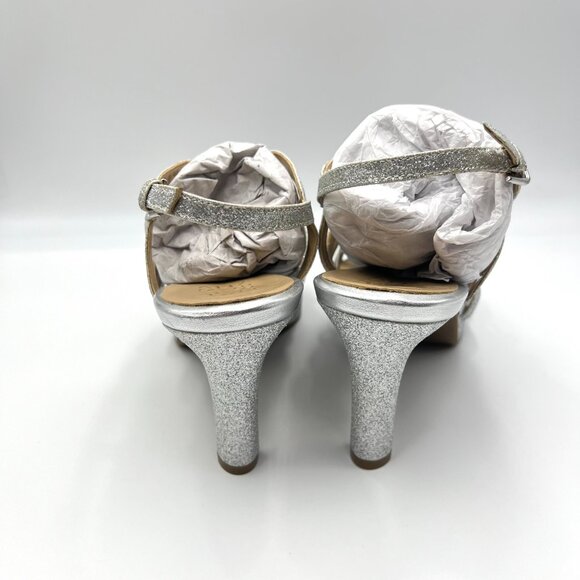 Naturalizer Womens Size 10 10M‎ Baylor Silver Strappy Dress Sandals Heels Shoes - Picture 7 of 14